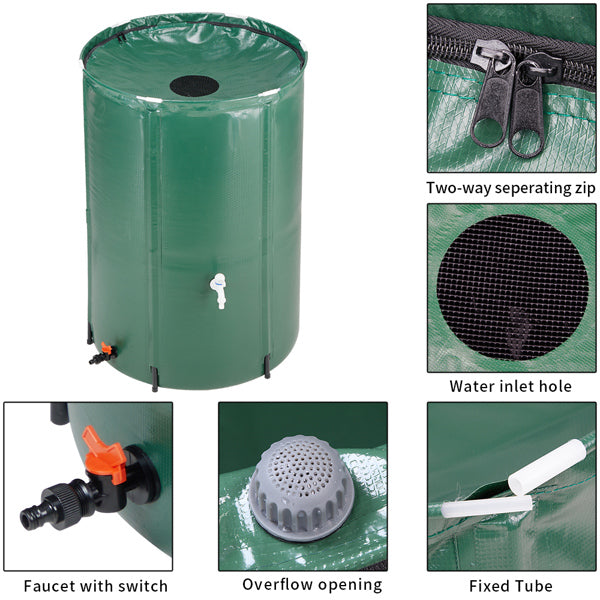 100 Gallon Collapsible Rain Barrel with Spigot and Mesh Cover