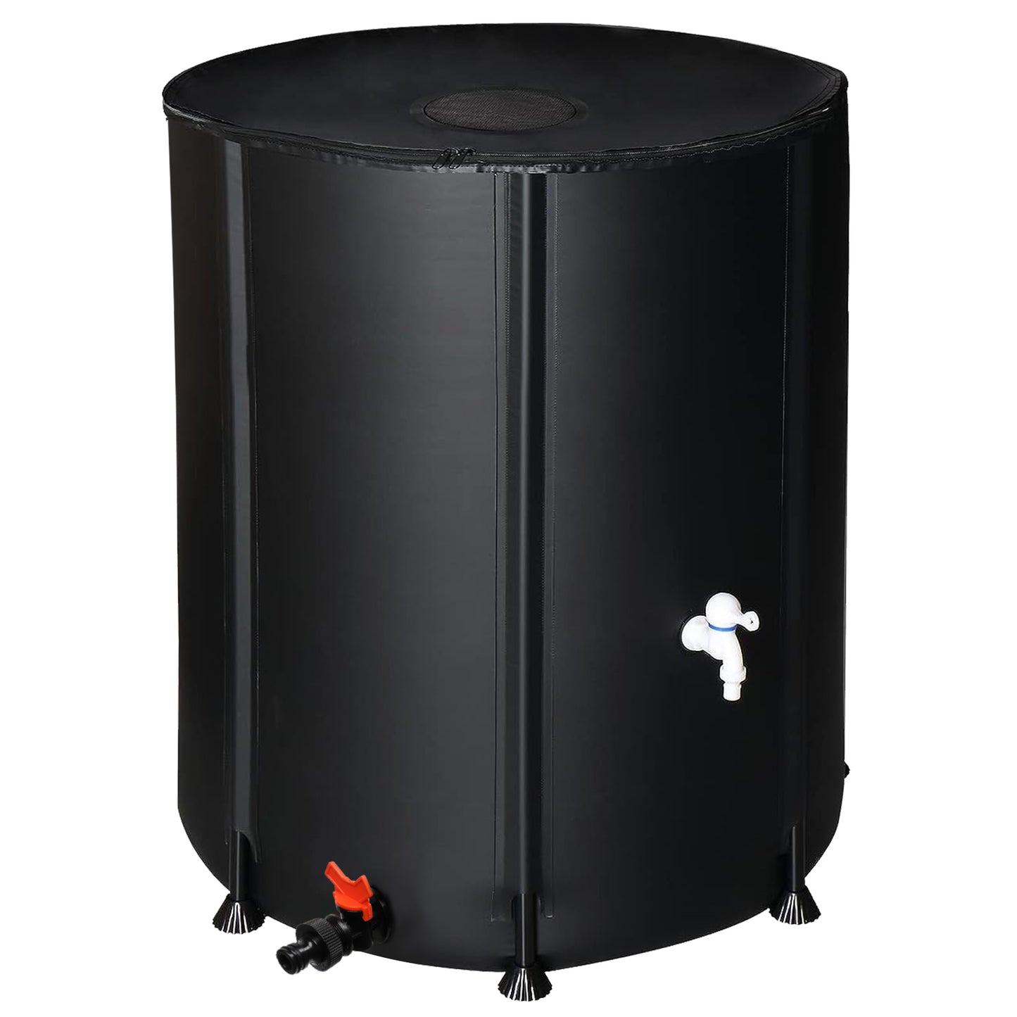 132 Gallon Foldable Black PVC Rain Barrel with Spigot and Mesh Cover
