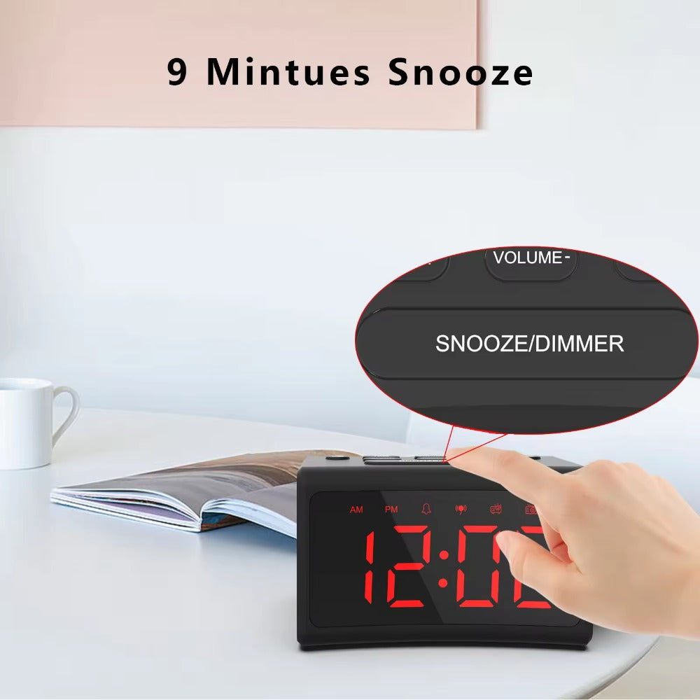 LED Digital Alarm Clock with FM Radio and Large Display