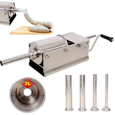 3L Horizontal Stainless Steel Sausage Stuffer with 4 Nozzles