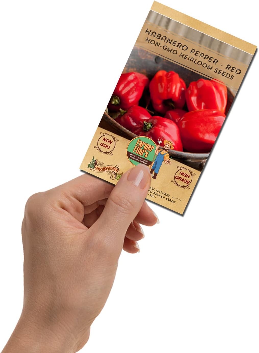 Habanero Pepper Seeds - Open Pollinated/All Natural/Non-GMO Chili Pepper Vegetable Seeds for Planting Home Garden - Pack of 30 Hot Pepper Heirloom Seeds - Growing Instructions Included