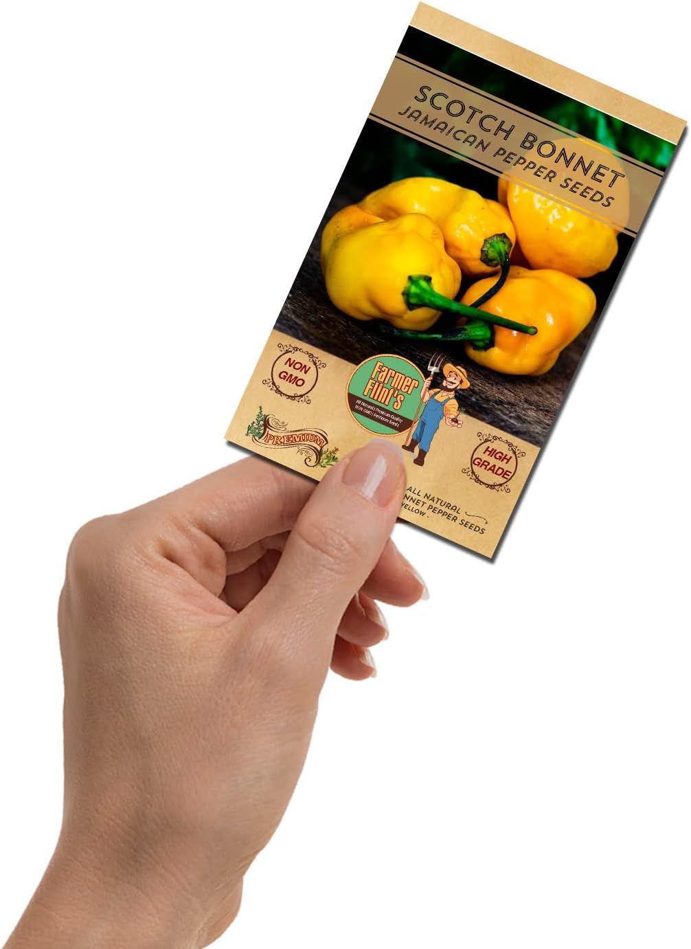 Scotch Bonnet Pepper Seeds - Jamaican Yellow Pepper Seeds for Planting - Non GMO Hot Pepper Seeds - All Natural/High Grade Heirloom Seeds for Growing Hot Pepper Plants (Pack of 30)