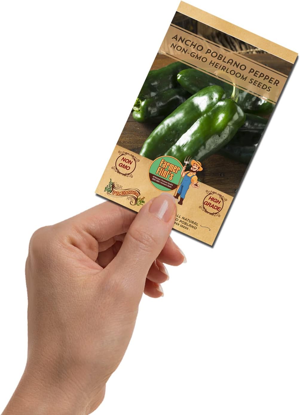 Ancho Poblano Pepper Seeds - All Natural/Open Pollinated/Non-GMO Heirloom Chili Pepper Seeds for Your Home Garden - Pack of 30 Hot Pepper Seeds for Planting - Growing Instructions Included