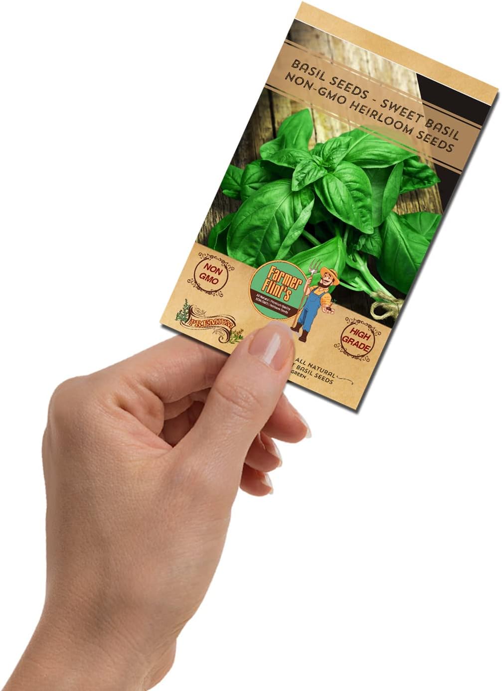 Sweet Basil Seeds - Leafy Vegetable Seeds for Planting Home Garden - Non-GMO Seeds for Planting Basil - Open Pollinated Seeds w/ High Germination Rate - 500 Basil Seed Packet w/ Growing Instructions