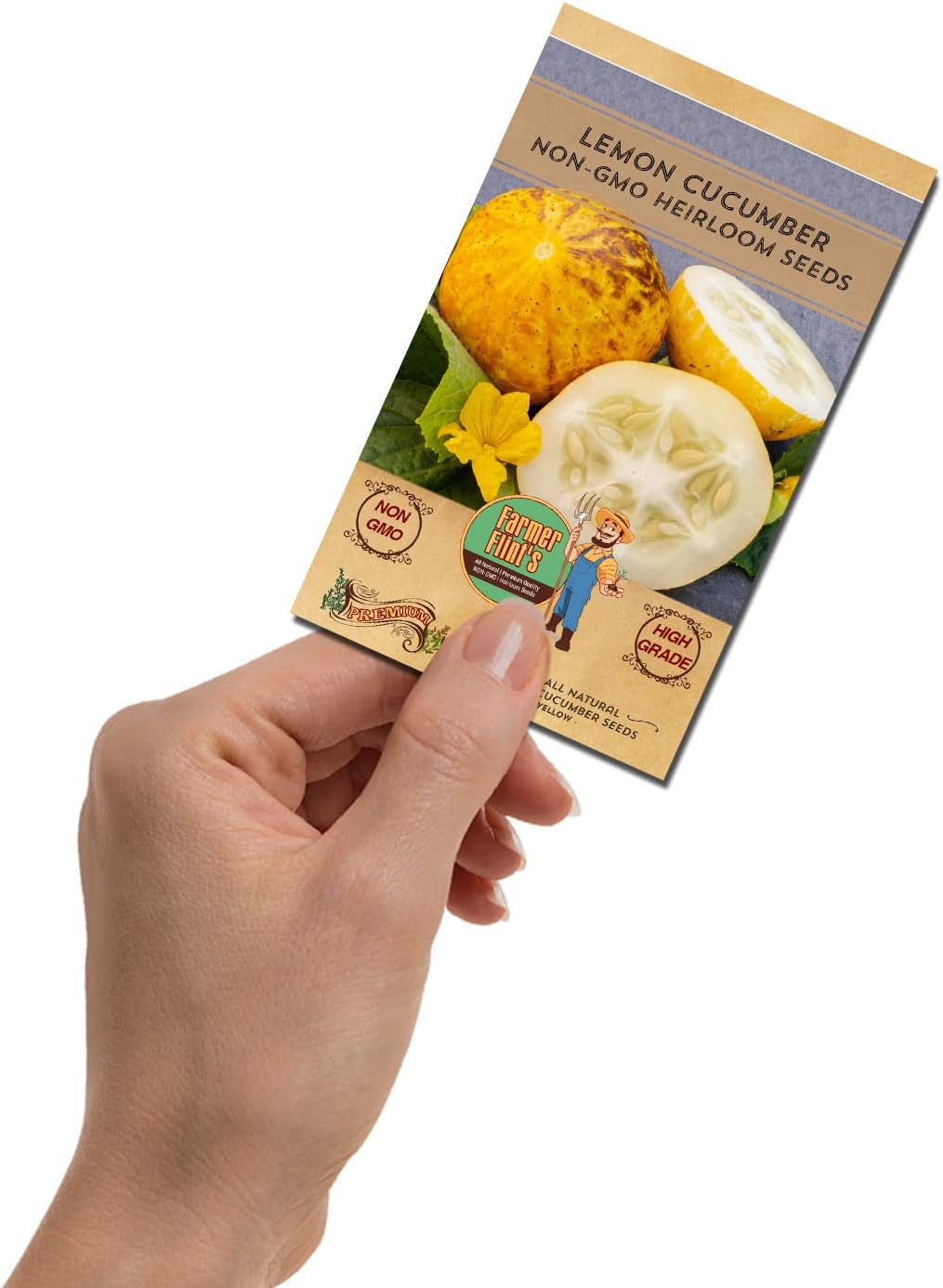 Lemon Cucumber Seeds - Non GMO/Heirloom Lemon Cucumber Seeds for Planting Home Garden - All Natural/High Grade/Open-Pollinated Yellow Cucumber Seeds - (Pack of 30)