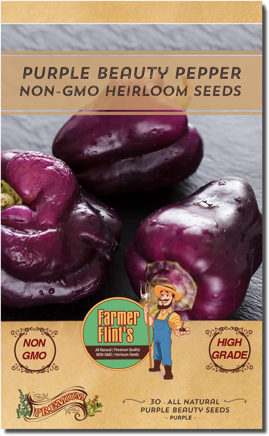 Purple Beauty Bell Pepper Seeds – Non-GMO Heirloom Pack of 30