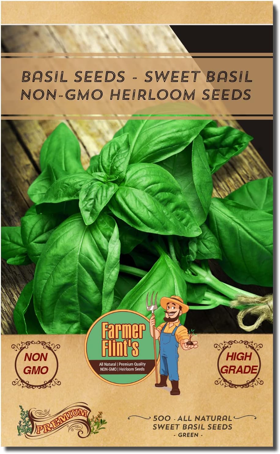 Sweet Basil Seeds – Non-GMO, 500 High-Yield Herb Seeds