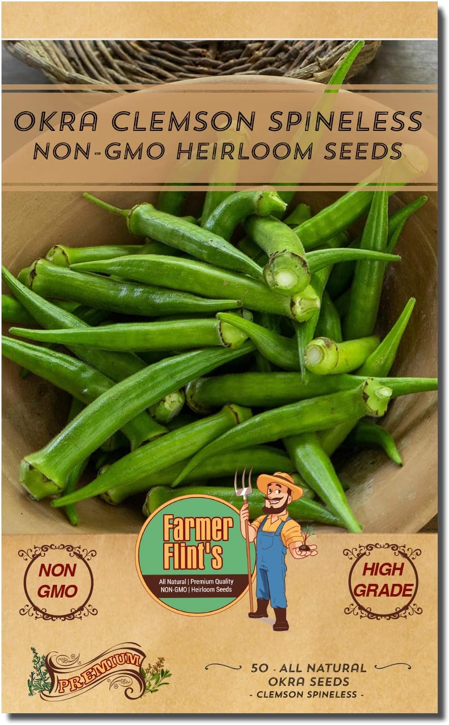 Okra Clemson Spineless Seeds – Non-GMO Heirloom Veg Seeds