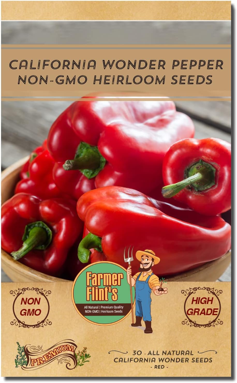 California Wonder Bell Pepper Seeds – Sweet, Non-GMO, 30ct
