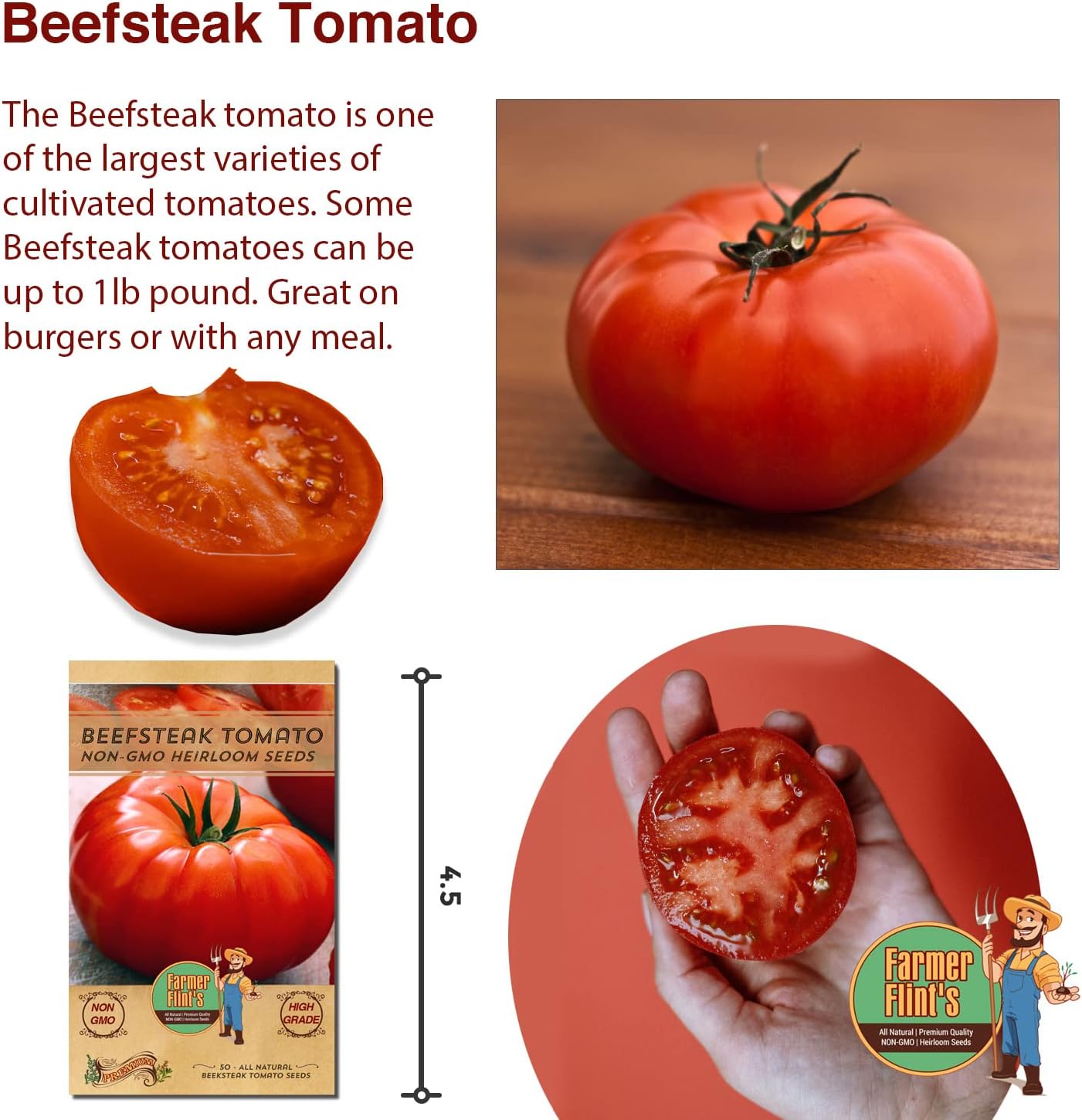 Beefsteak Tomato Seeds – Heirloom, Non-GMO, Pack of 50