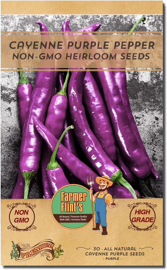 Cayenne Purple Pepper Seeds – Non-GMO, Heirloom, 30 Count