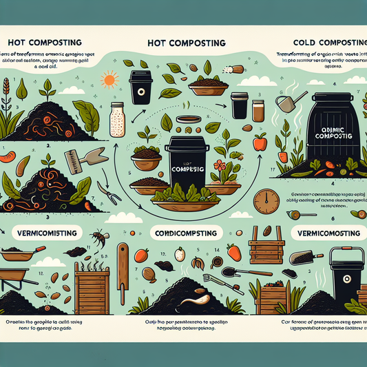 Hands turning compost pile in a garden bin