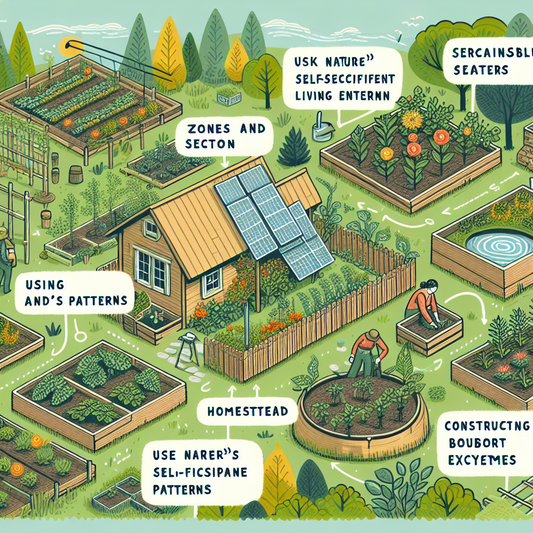 Diagram showing permaculture design zones around a house