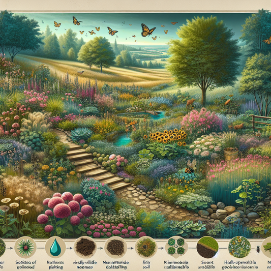 Colorful native wildflowers blooming in a summer meadow garden
