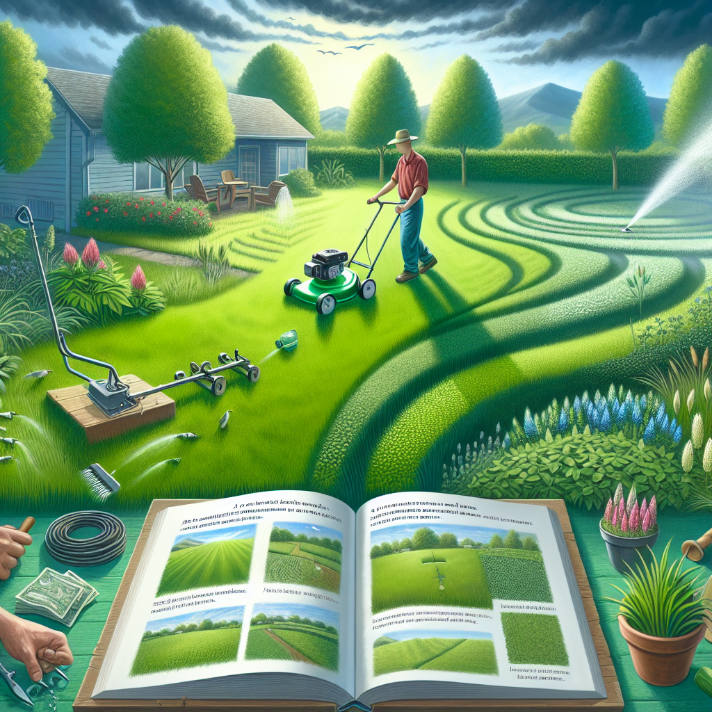 Homeowner mowing lush green grass with an electric mower