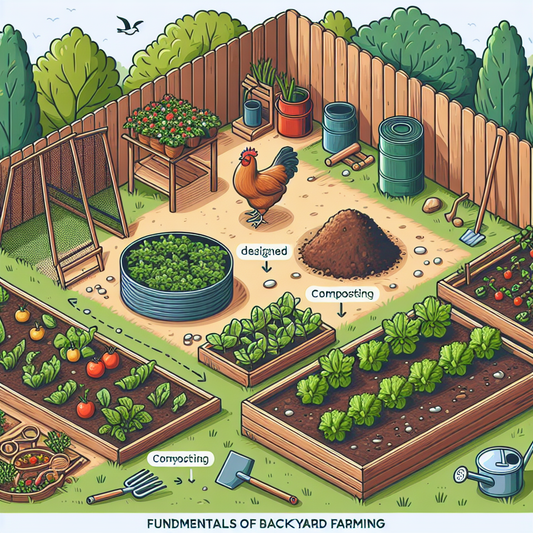 Backyard garden with raised beds and vegetables