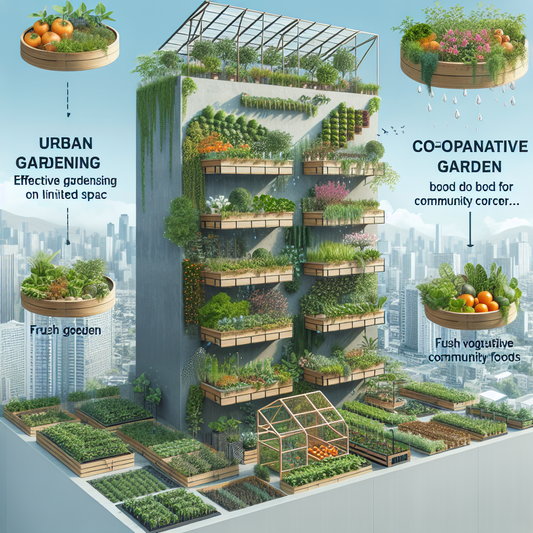 Vertical garden with lush herbs and vegetables on a city balcony