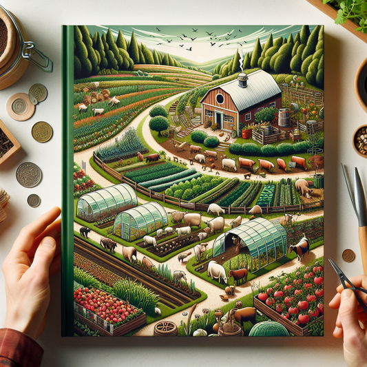 A homesteader tending vegetables in raised garden beds