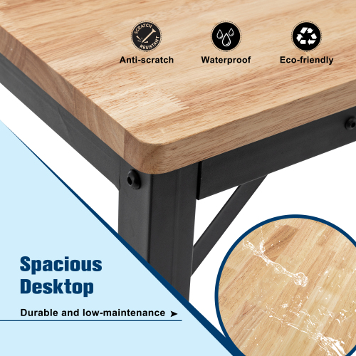 48" Heavy-Duty Adjustable Garage Workbench with Rubber Wood Top