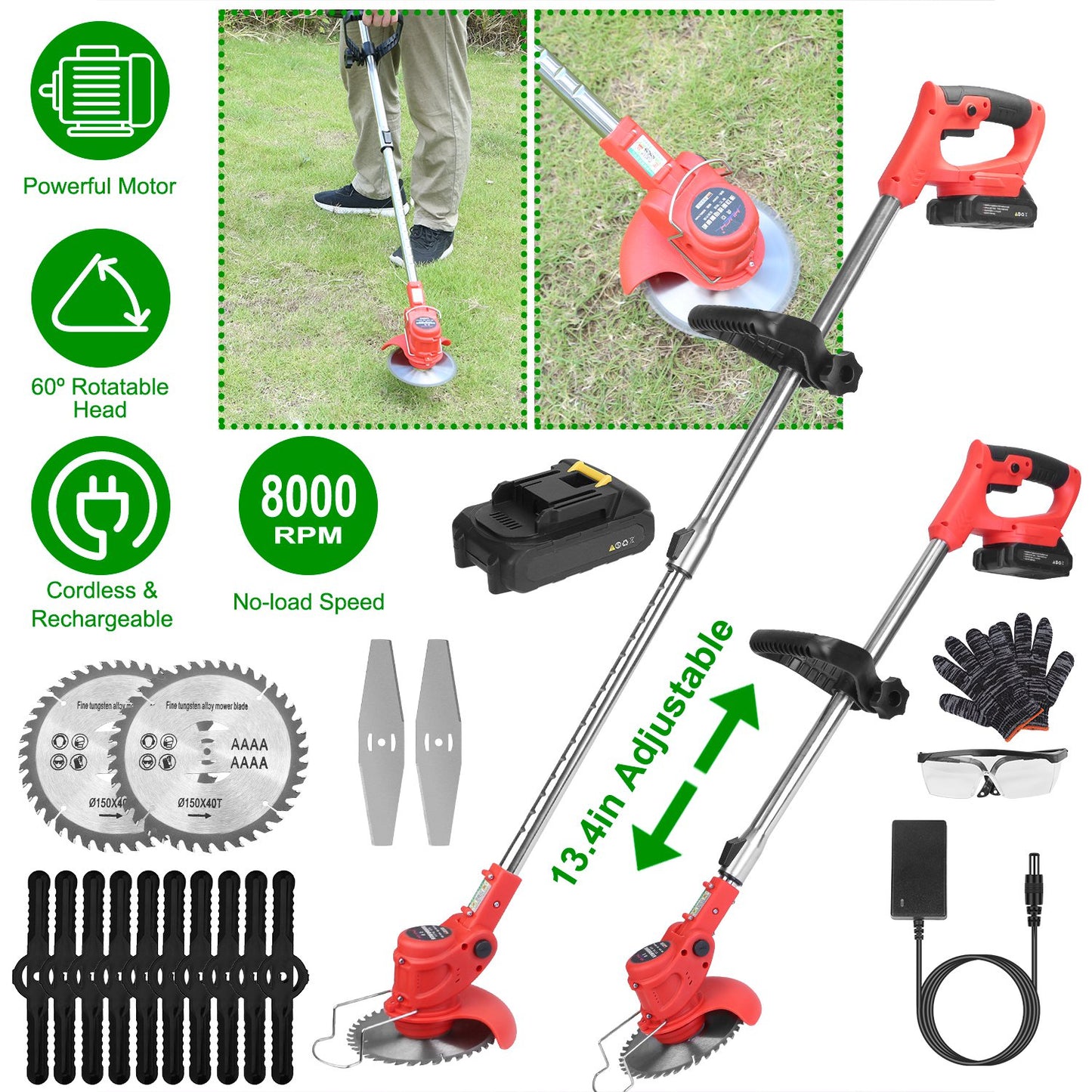 Cordless Adjustable Telescopic Grass & Weed Trimmer