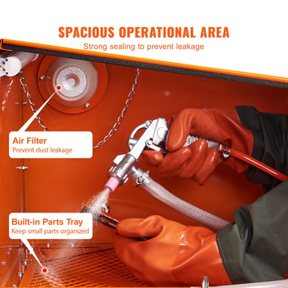 25 Gallon Portable Sandblasting Cabinet with Blasting Gun and Nozzles