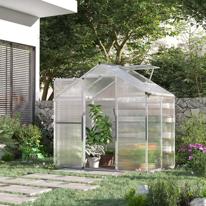 4x6 Clear Polycarbonate Walk-In Greenhouse with Roof Vent