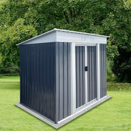 Gray 6x4 ft Metal Outdoor Storage Shed with Pent Roof
