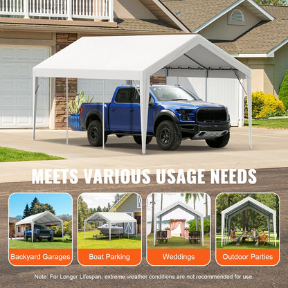 White Waterproof Carport Canopy Replacement Cover 10x20 ft