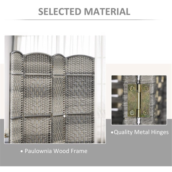 Four-Panel Mixed Gray Room Divider with Weave Design