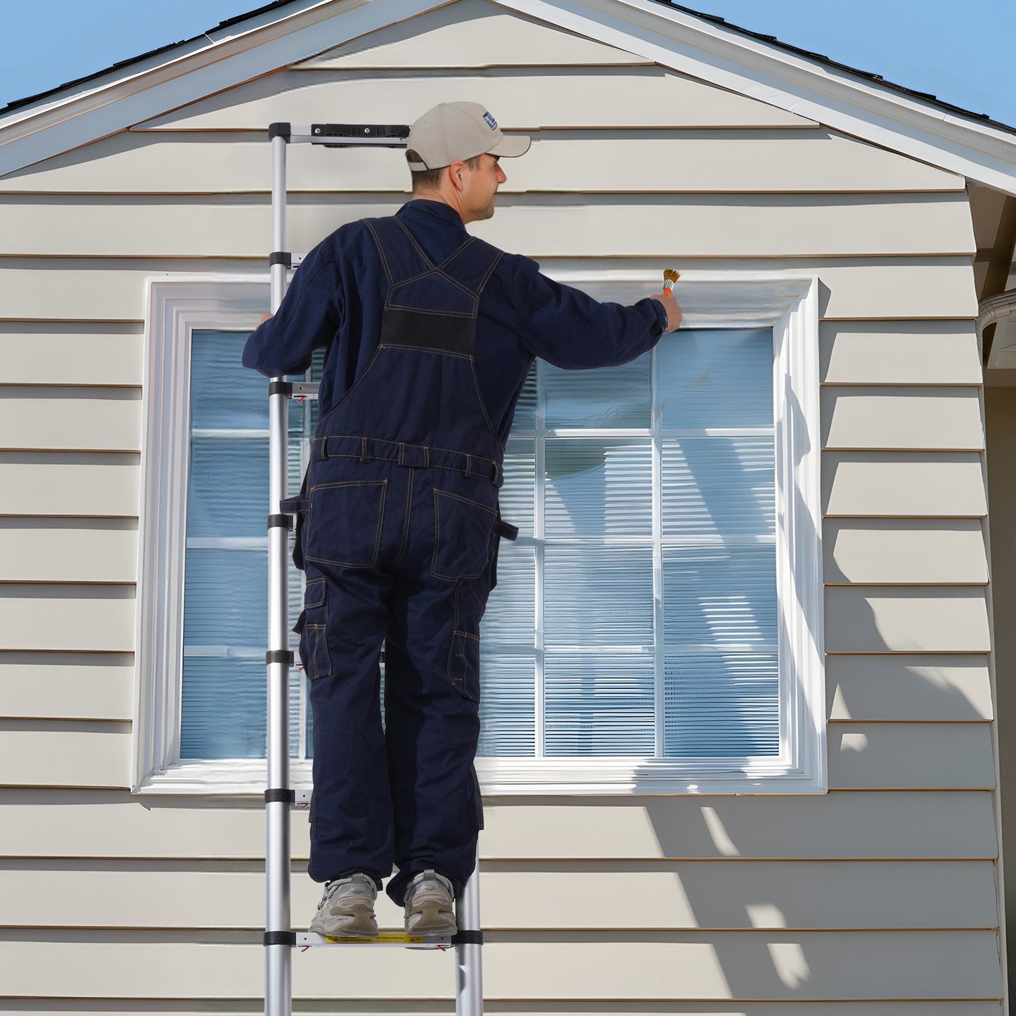 8.5 FT Telescoping Extension Ladder with One-Button Retraction
