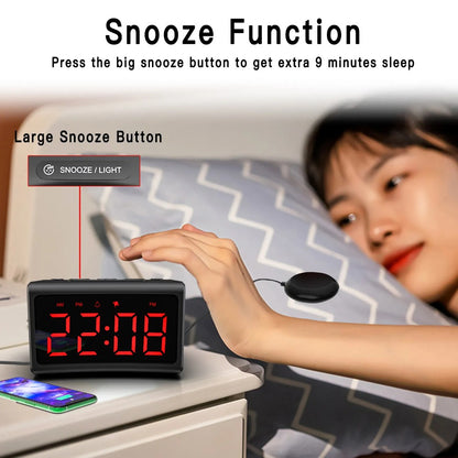LED Digital Alarm Clock with FM Radio and Large Display