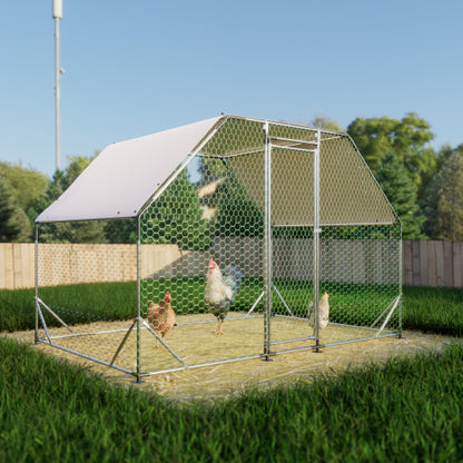 Large Metal Walk-In Chicken Coop with Waterproof Cover, 10x6 ft