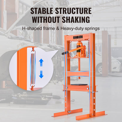 6 Ton Hydraulic H-Frame Shop Press with Adjustable Plates