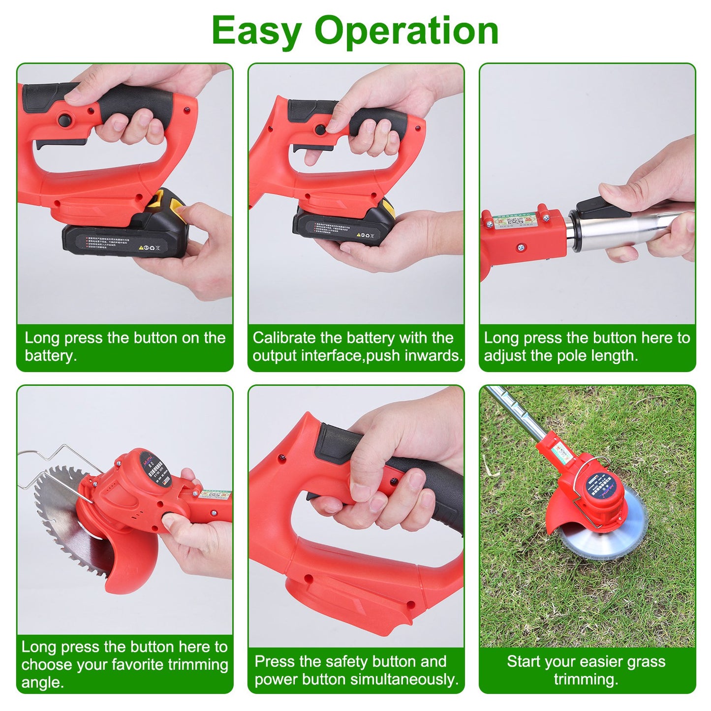Cordless Adjustable Telescopic Grass & Weed Trimmer