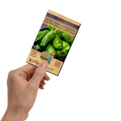 Pepperoncini Peppers Seeds Golden Greek - Pack of 30 Italian Hot Pepper Seeds - Heirloom Seeds Non GMO Organic & High Germination, Yellow Capsicum Annum Seeds for Planting Vegetables