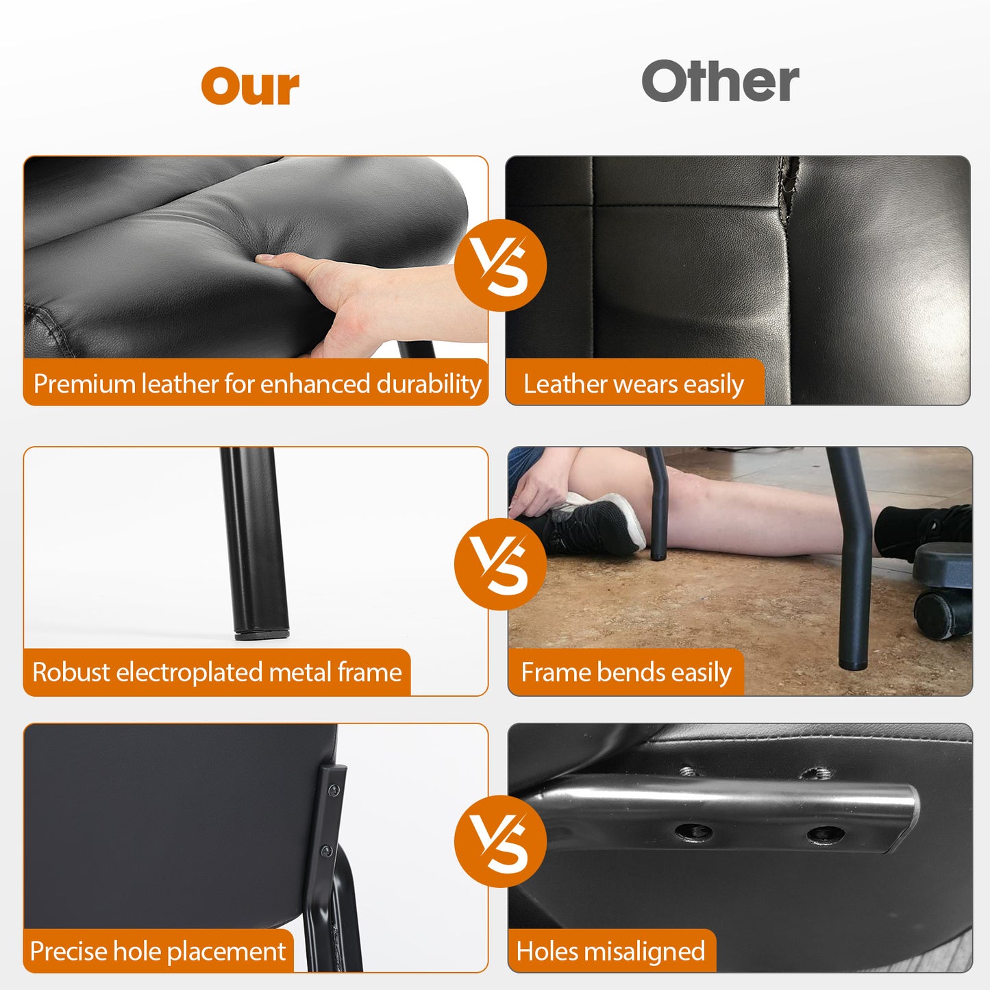 Black Leather Office Guest Chair with Padded Arms