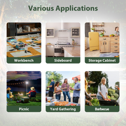 Outdoor Rolling Grill Cart with Stainless Steel Top and Storage Shelves