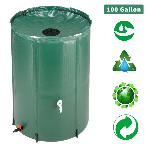100 Gallon Collapsible Rain Barrel with Mesh Cover and Spigot