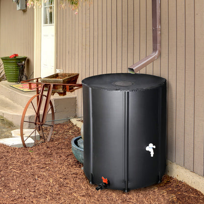 132 Gallon Foldable Black PVC Rain Barrel with Spigot and Mesh Cover