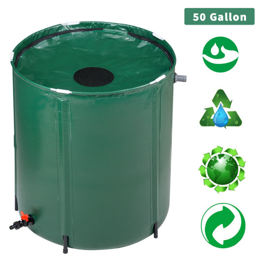 50 Gallon Foldable Rain Barrel Water Collector - Green