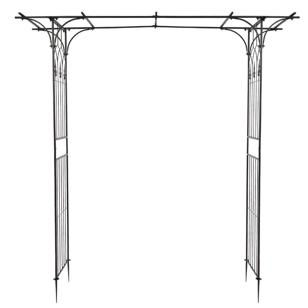Black Wrought Iron Flat Top Garden Arch Trellis