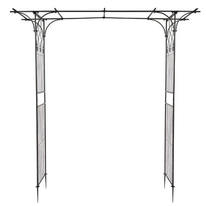 Black Wrought Iron Flat Top Garden Arch Trellis