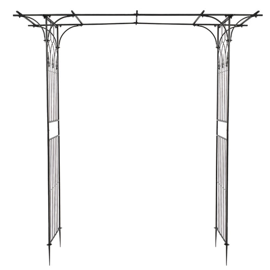 Black Wrought Iron Flat Top Garden Arch Trellis