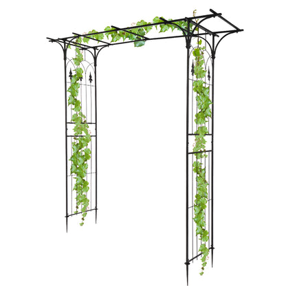 Black Wrought Iron Flat Top Garden Arch Trellis