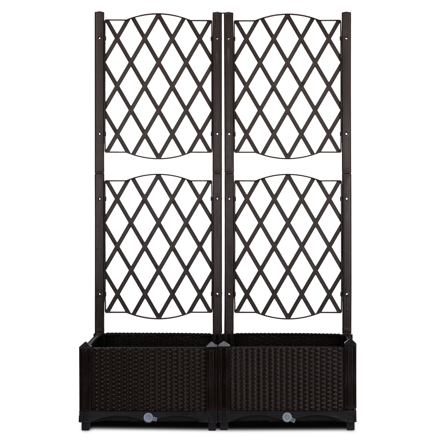 Carbon Wicker Tall Trellis Planter Box with Drainage - 48" High
