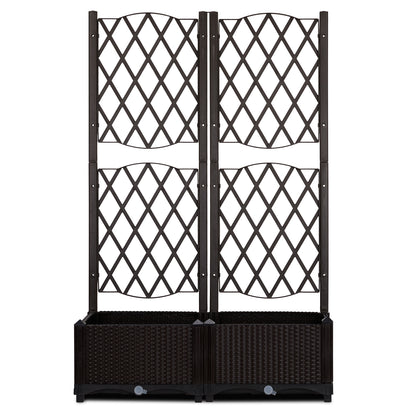Carbon Wicker Tall Trellis Planter Box with Drainage - 48" High