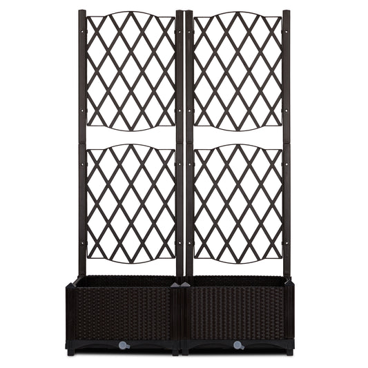 Carbon Wicker Tall Trellis Planter Box with Drainage - 48" High