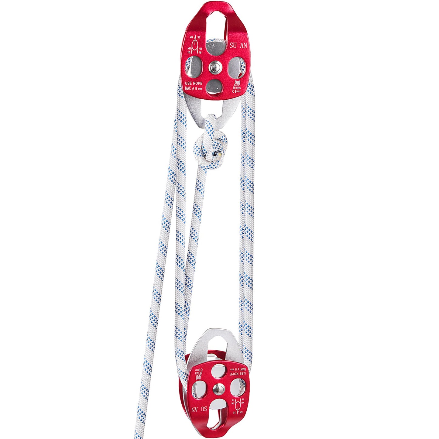 Double Pulley Block and Tackle with 100ft Rope