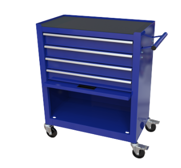 Blue Steel Tool Cabinet with 4 Drawers and Tool Set