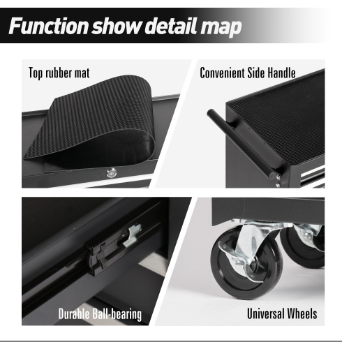 Black Steel Rolling Tool Chest with 7 Drawers and Wheels